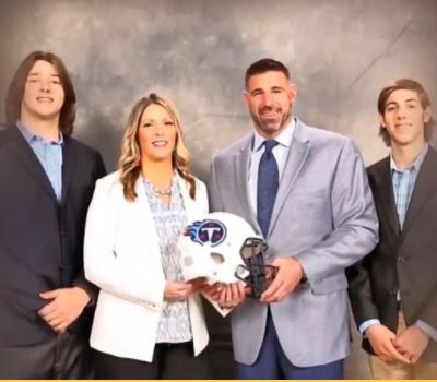 Jen Vrabel with husband Mike Vrabel and sons